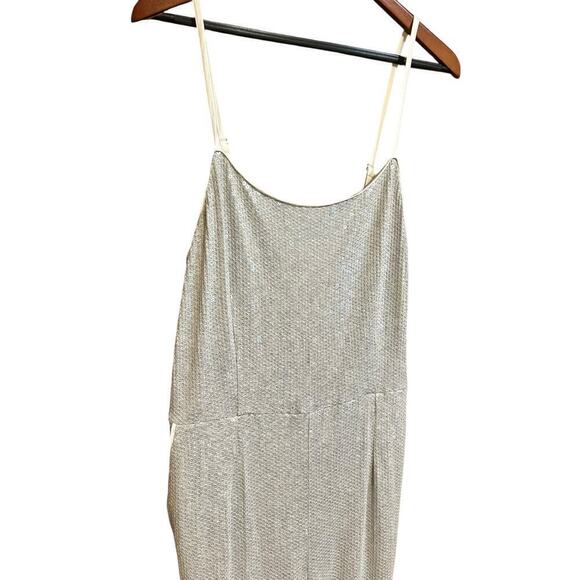 Anthropologie Ett:Twa Claudette Silver Sequined Spaghetti Strap Jumpsuit - 10 - Picture 6 of 10